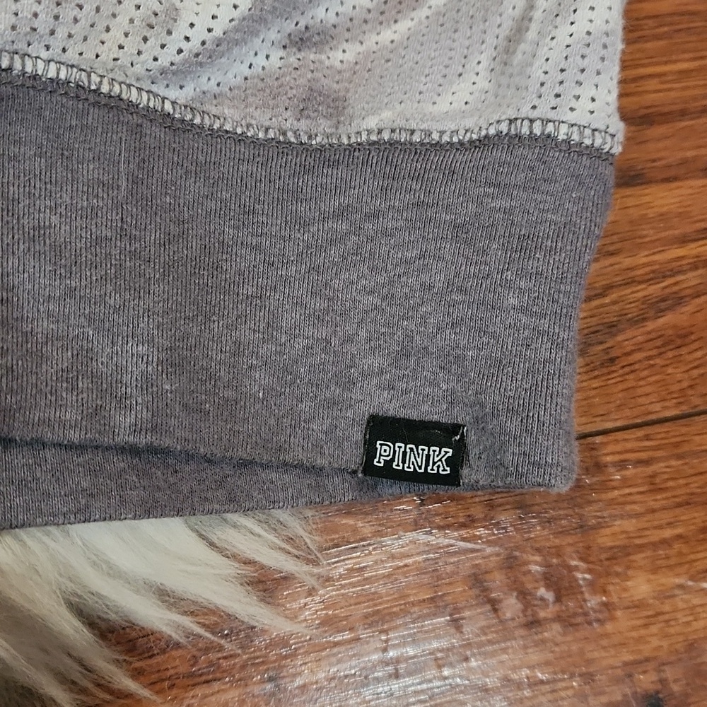 PINK Victoria's Secret Gray Mesh Tiedye Oversized Longsleeve - Picture 3 of 4
